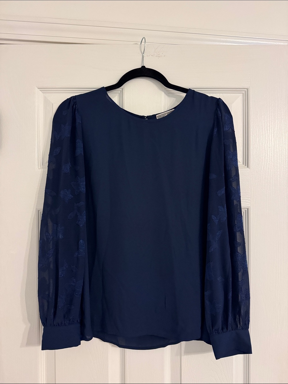 Women’s Navy Puff-Sleeve Blouse - Unbranded